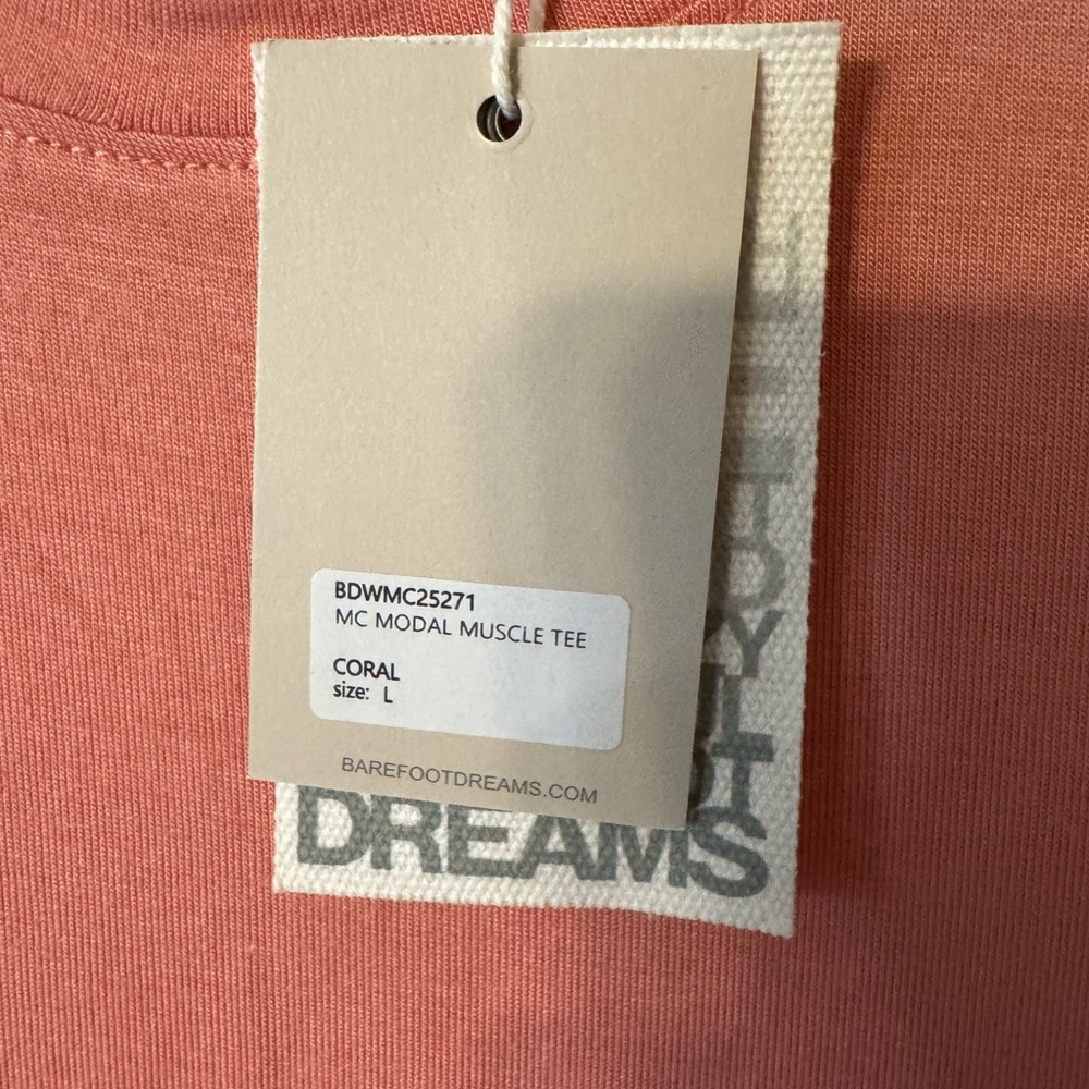 Barefoot Dreams Malibu Collection Modal Muscle Tee NWT Large Coral - Picture 2 of 4